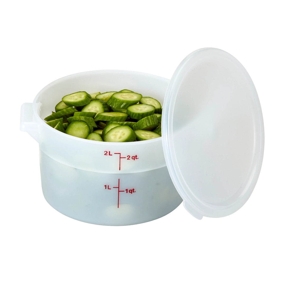 Cambro RFS2148 Poly CamRound Food Storage Container, 2 qt., White - White