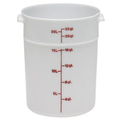 Cambro RFS22148 Poly CamRound Food Storage Container, 22 qt., White - White