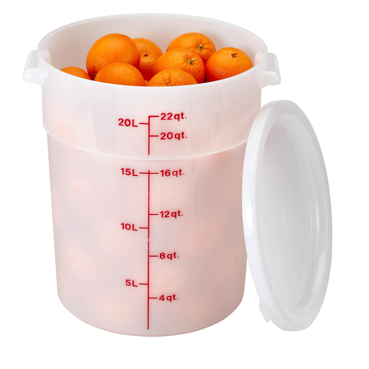 Cambro RFS22148 Poly CamRound Food Storage Container, 22 qt., White - White