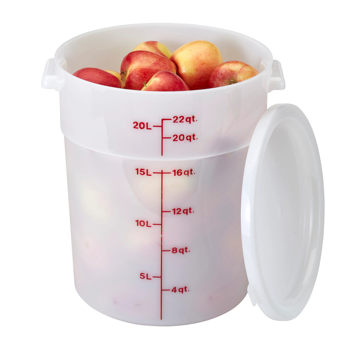 Cambro RFS22148 Poly CamRound Food Storage Container, 22 qt., White - White