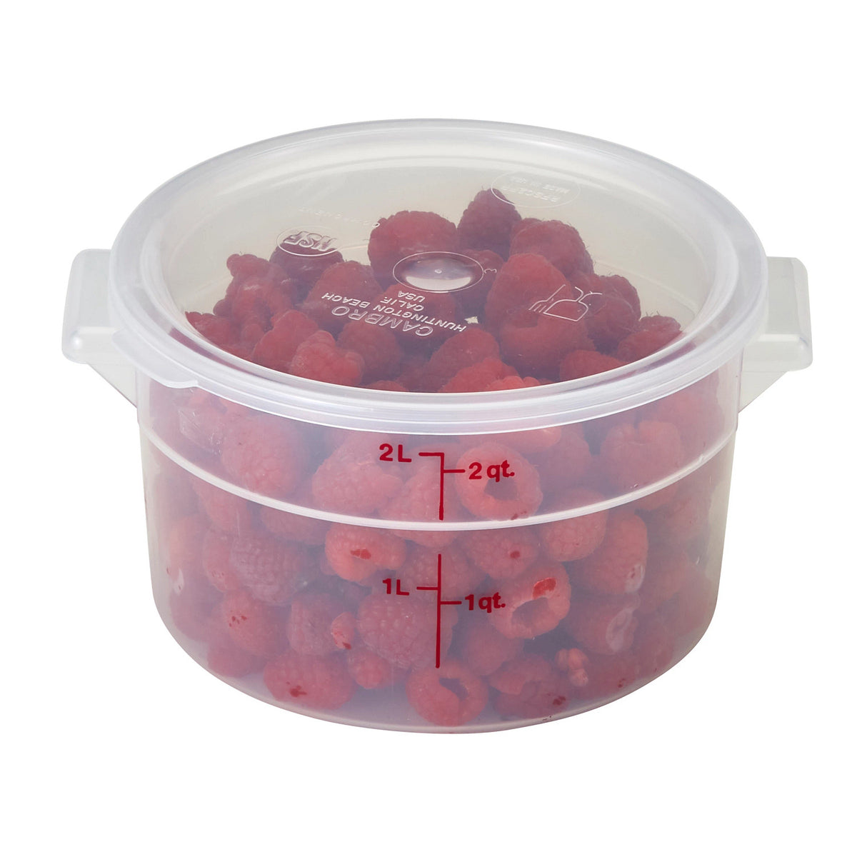Cambro RFS2PP190 Translucent CamRound Food Storage Container, 2 qt. - Translucent
