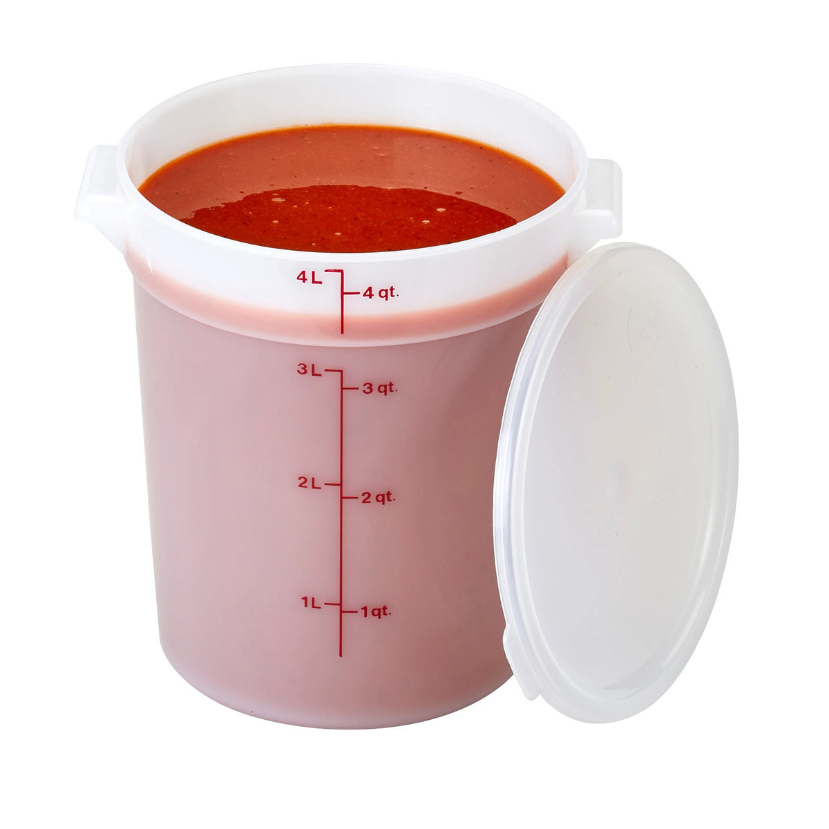Cambro RFS4148 Poly CamRound Food Storage Container, 4 qt., White - White