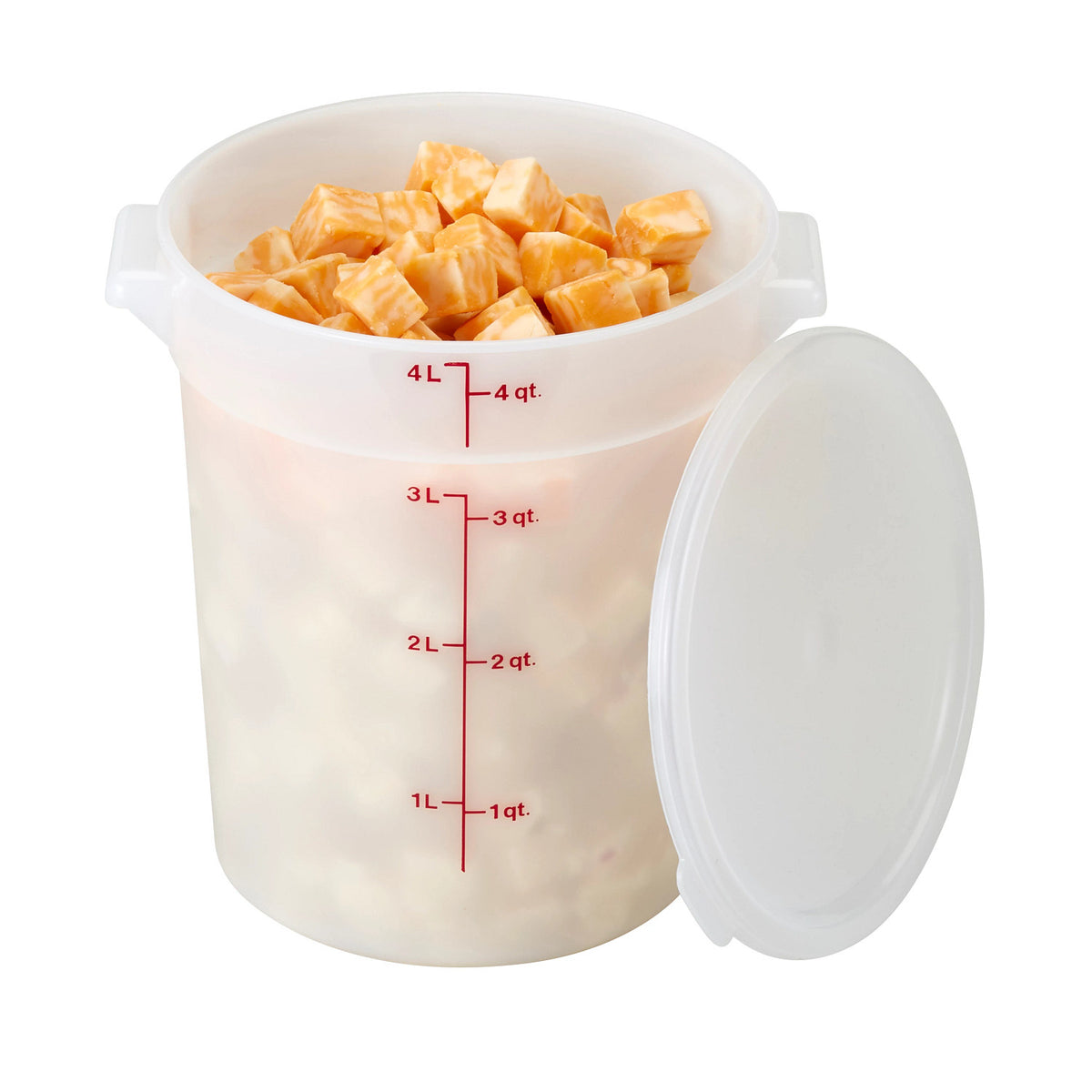 Cambro RFS4148 Poly CamRound Food Storage Container, 4 qt., White - White