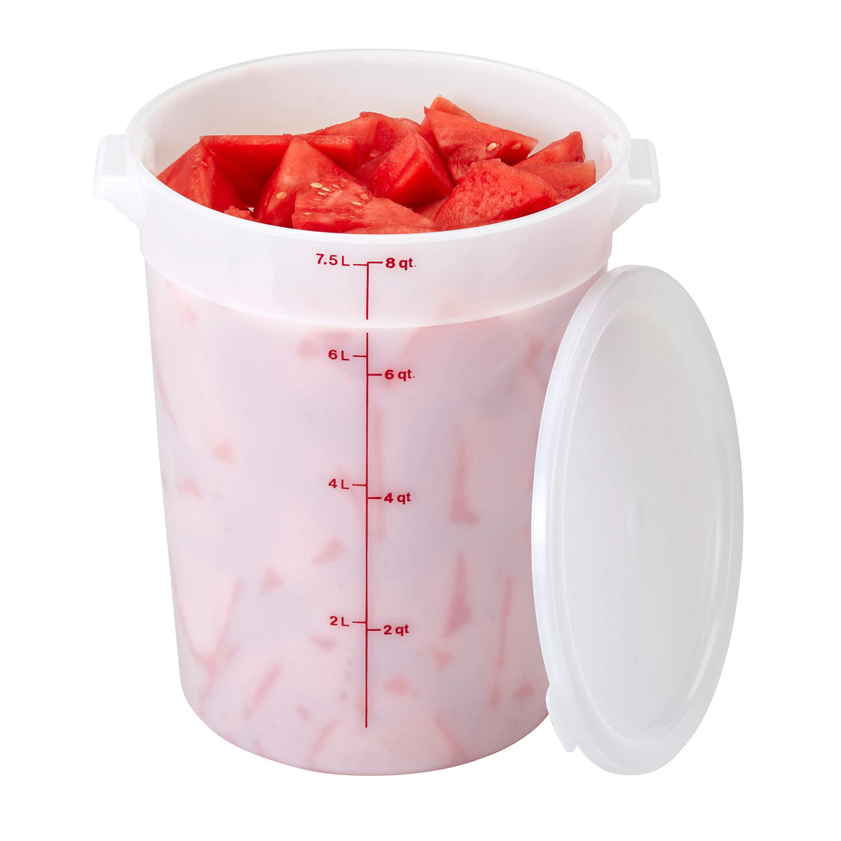 Cambro RFS8148 Poly CamRound Food Storage Container, 8 qt., White - White