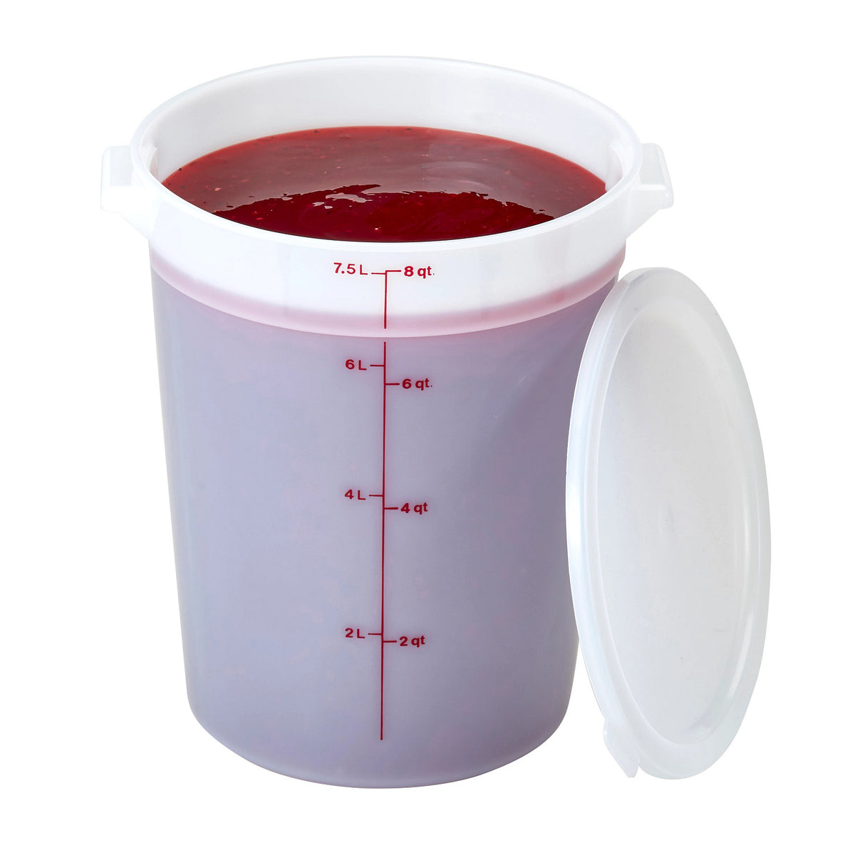 Cambro RFS8148 Poly CamRound Food Storage Container, 8 qt., White - White