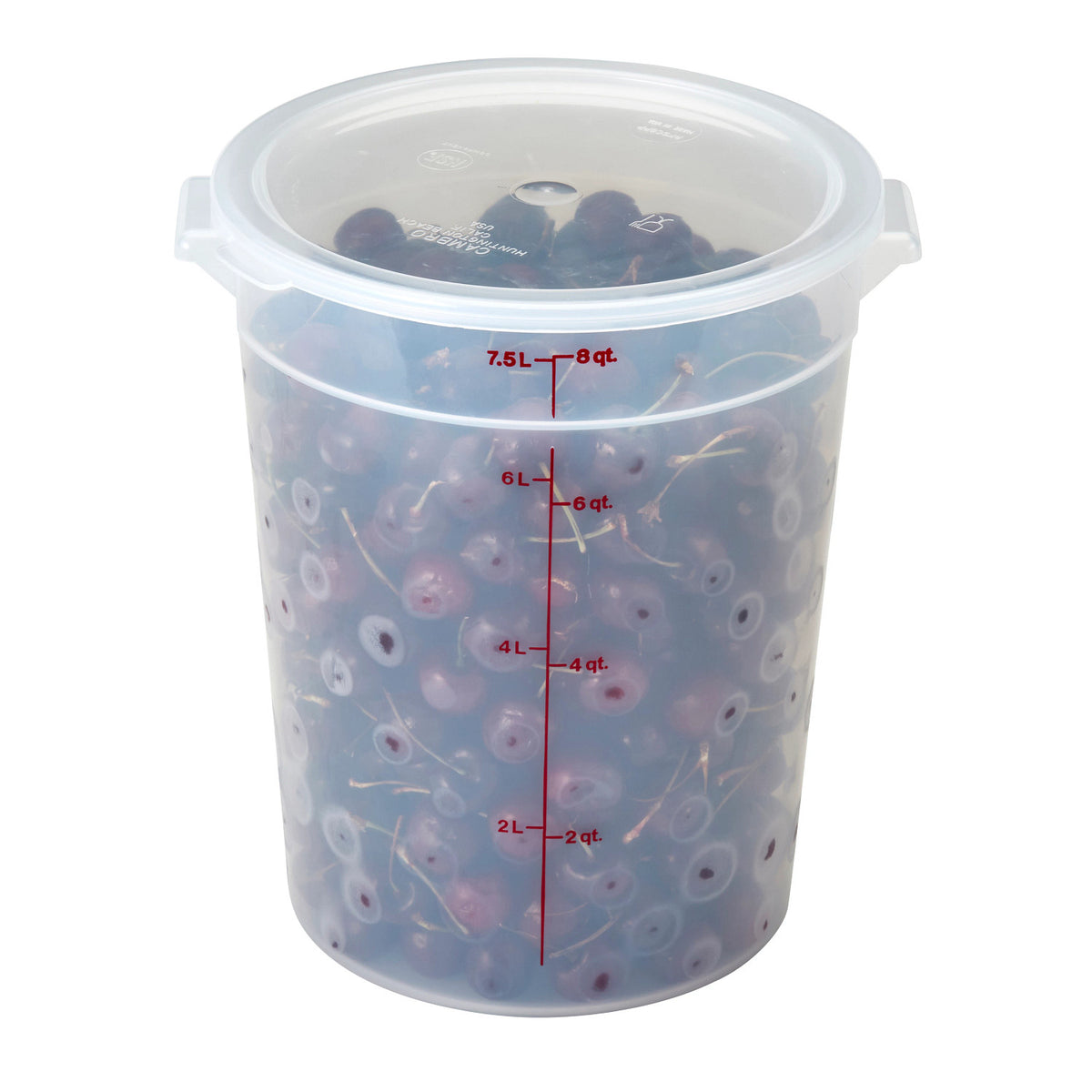 Cambro RFS8PP190 Translucent CamRound Food Storage Container, 8 qt. - Translucent
