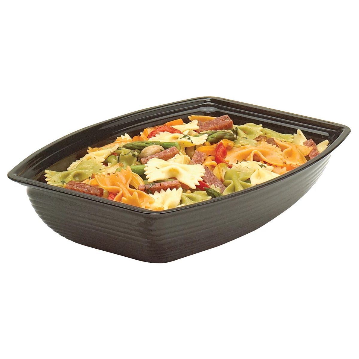 Cambro RSB1419CW110 Camwear Rectangular Ribbed Serving Bowl, 12.0 qts., 19 3/8" x 14 1/4" - Black
