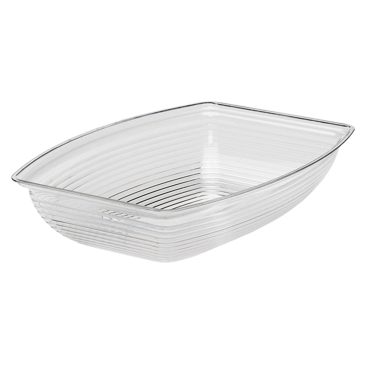 Cambro RSB1419CW135 Camwear Rectangular Ribbed Serving Bowl, 12.0 qts., 19 3/8" x 14 1/4" - Clear