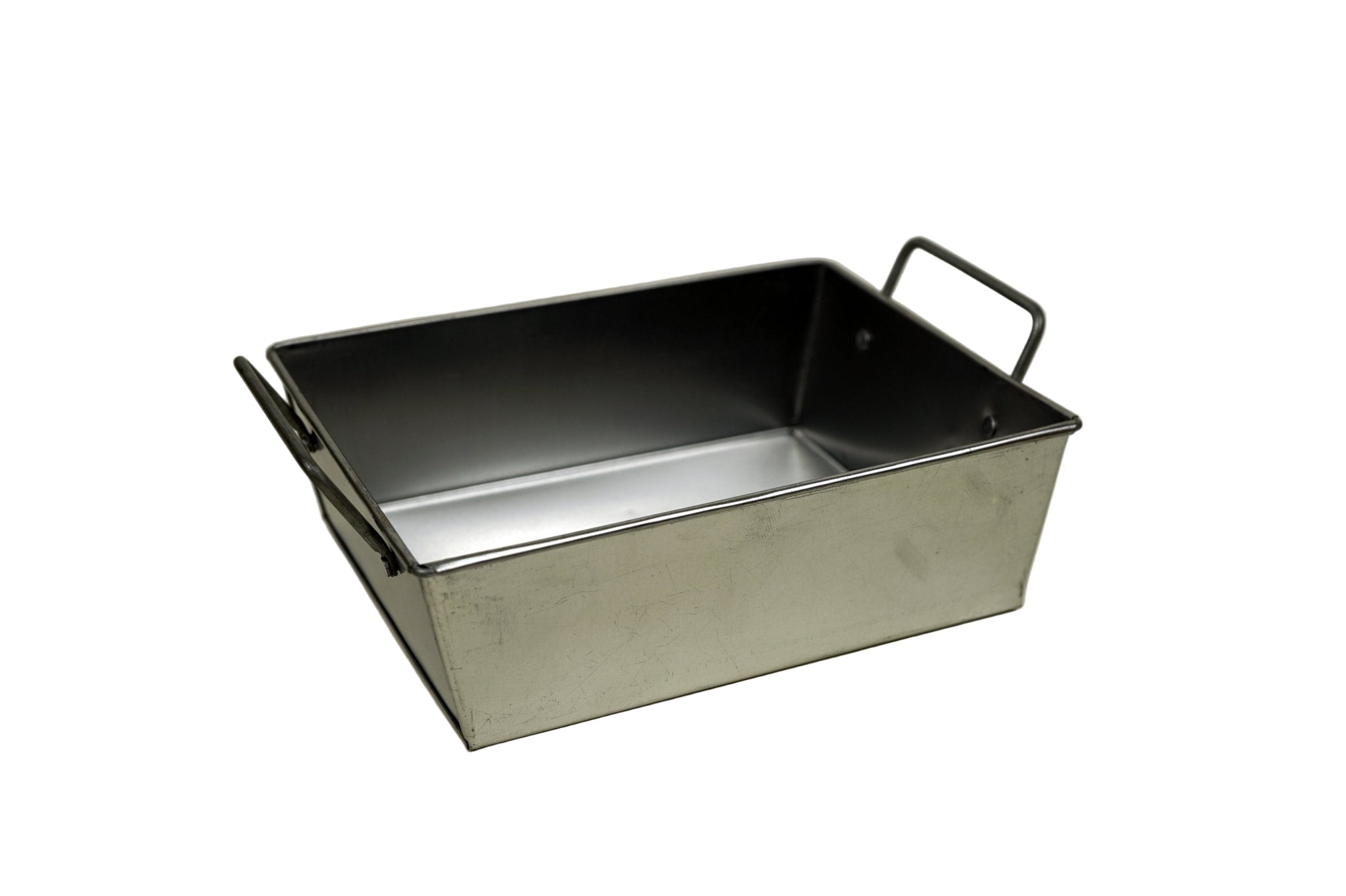Rectangle Galvanized Metal Bread Basket with handles - Silver - 8 Inch.