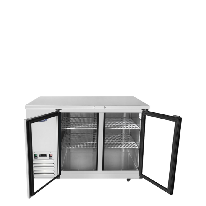 ATOSA SBB48GGRAUS1 — 48″ Shallow Depth Back Bar Cooler with Glass Doors, (S/S Exterior), 11.5 Cu. Ft.