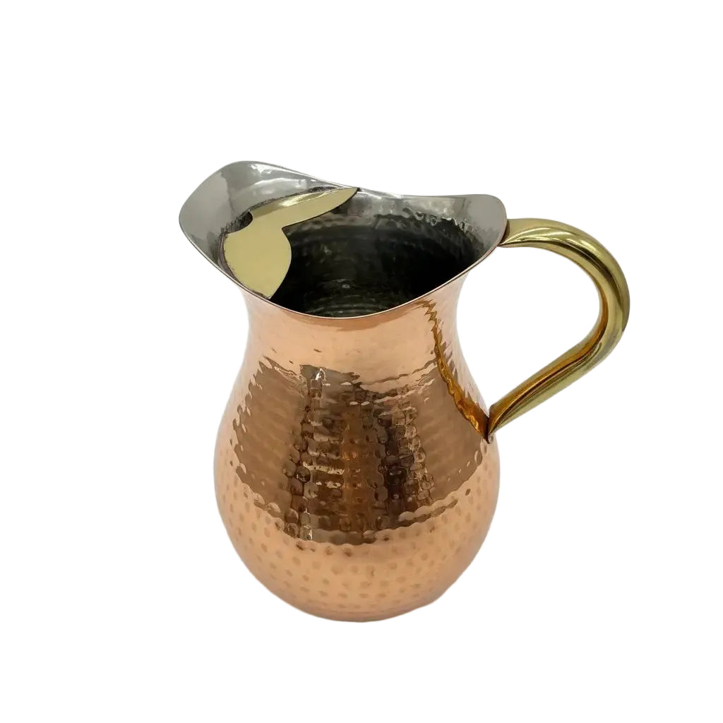 Stainless Steel Copper Plated Water Pitcher with Brass Finish Handle - 48 Oz. Product Image