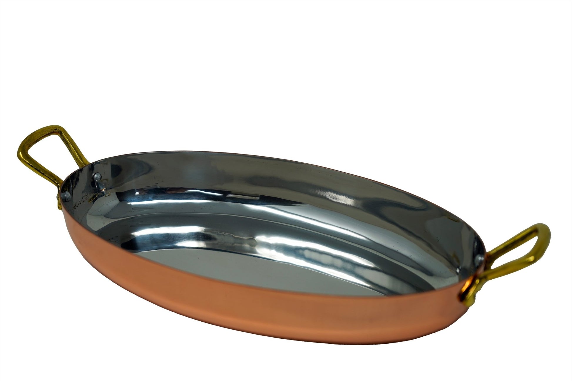 Stainless Steel Copper Oval Serving Dish - different angle