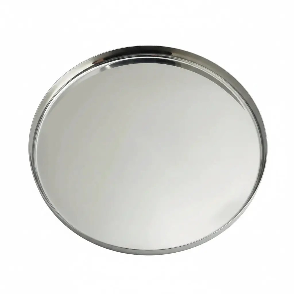 Stainless Steel Curve Thali 12" Overhead Angle