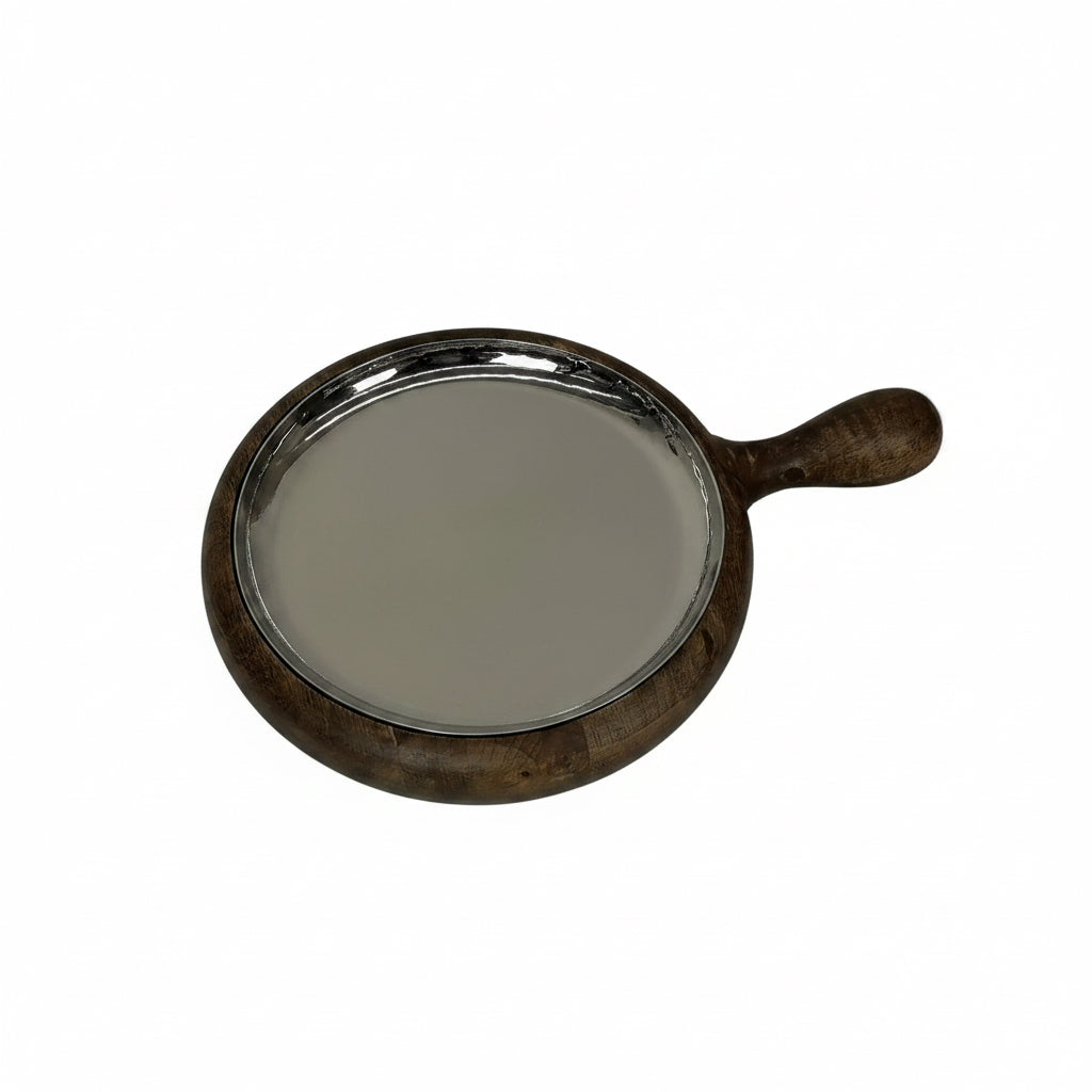 Stainless Steel Hammered Serving Tray with Wood Liner Product Image