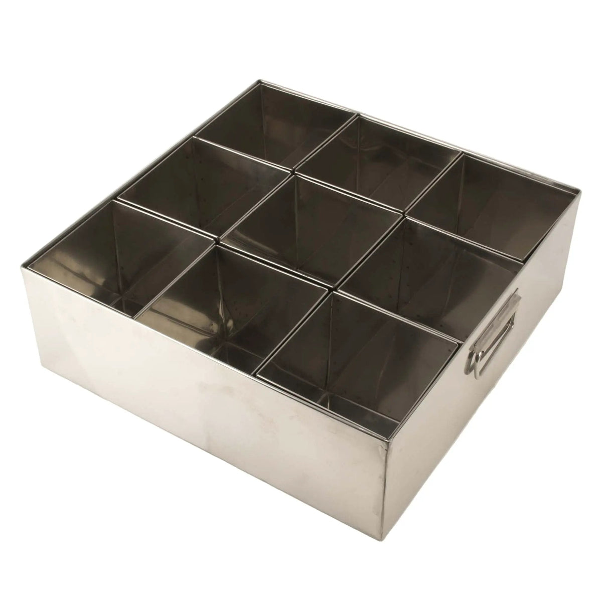 Commercial masala dabba spice box, 9 compartments of 115 oz, square stainless steel