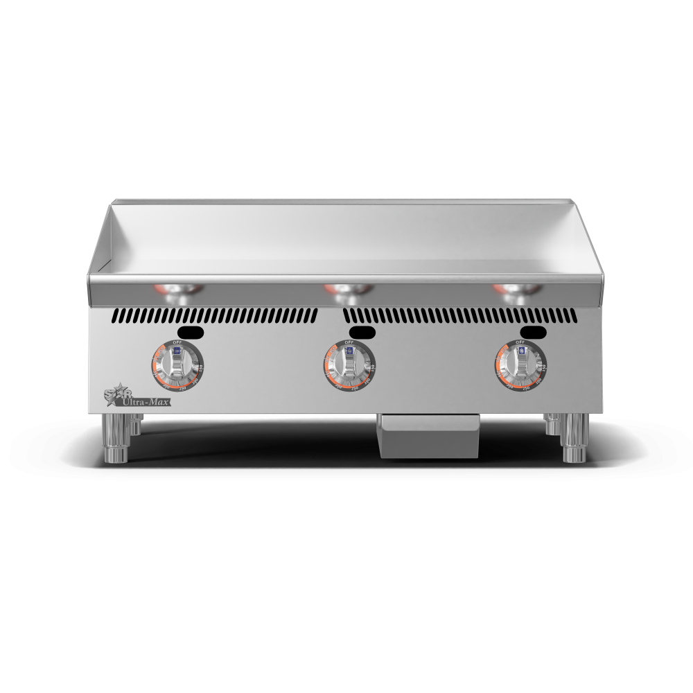 Star Ultra-Max® 836TA 36" Gas Griddle, Snap-Action Thermostats, 1" Steel Plate, 90,000 BTU