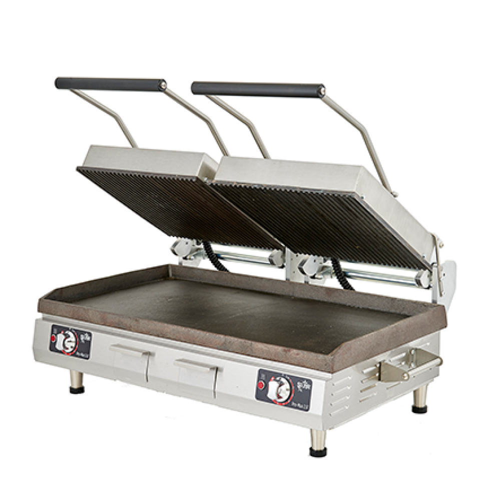 Star Pro-Max® 2.0 PSC28IEGT 28" Double Panini Grill, Smooth Bottom / Grooved Top Cast Iron Plates, Electronic Controls & Timer