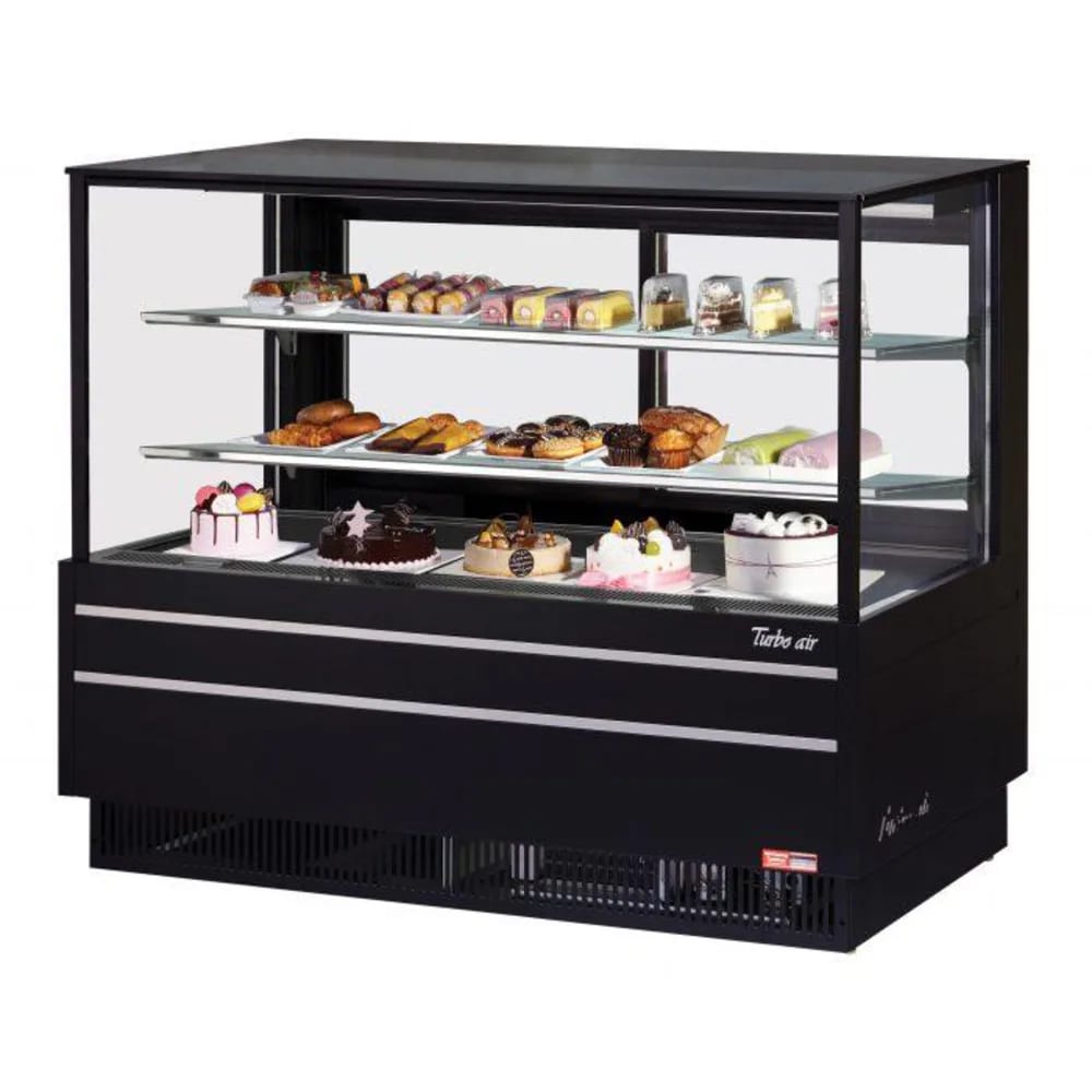 Turbo Air TCGB-60UF-B-N 60.5" Black Full-Service Bakery Display Case with Straight Glass and LED Lighting