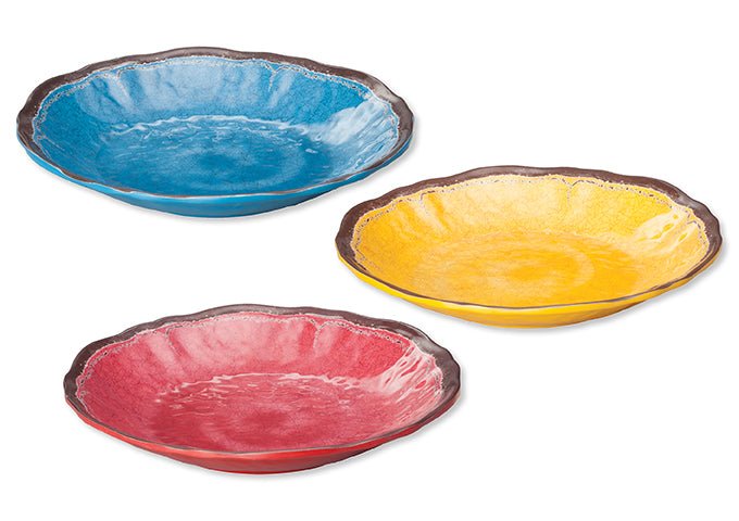 Winco WDM001 - 505, 9 - 5/8" Dia Luzia Melamine Hammered Deep Plate, Red, 24pcs/case