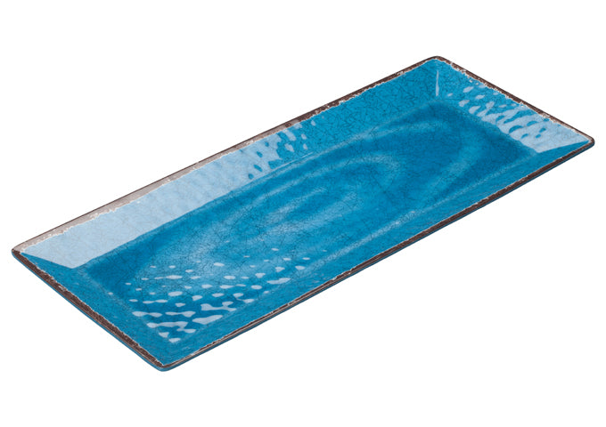 Winco WDM001-408, 19" x 8" Luzia Melamine Rectangular Plate, Blue, 24pcs/case