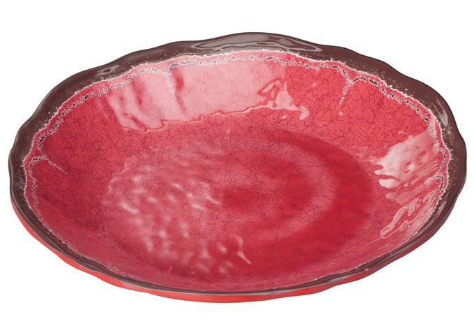 Winco WDM001 - 505, 9 - 5/8" Dia Luzia Melamine Hammered Deep Plate, Red, 24pcs/case