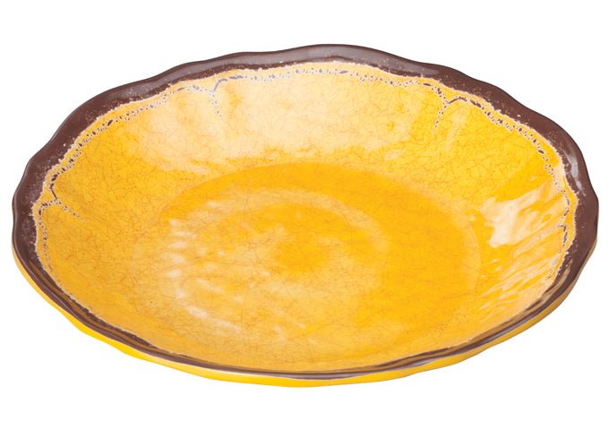 Winco WDM001 - 605, 9 - 5/8"Dia Luzia Melamine Hammered Deep Plate, Yellow, 24pcs/case