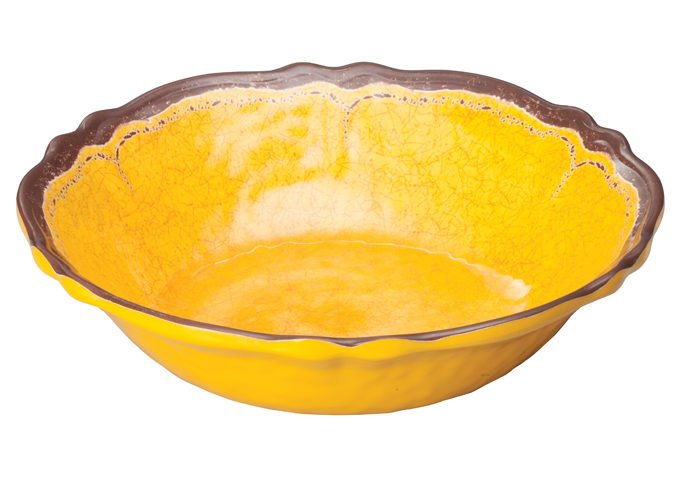 Winco WDM001 - 607, 13 - 3/4"Dia Luzia Melamine Hammered Bowl, Yellow, 12pcs/case
