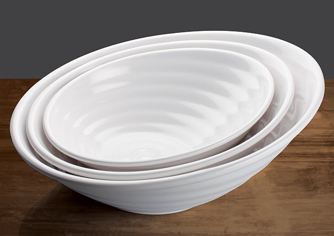 Winco WDM003 - 202, 14"Dia Hailey Melamine Angle Bowl, White, 12pcs/case