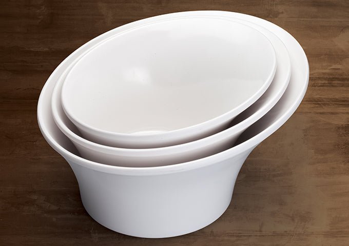 Winco WDM004-202, 7-1/4"Dia Priscila Melamine Angle Bowl, White, 24pcs/case