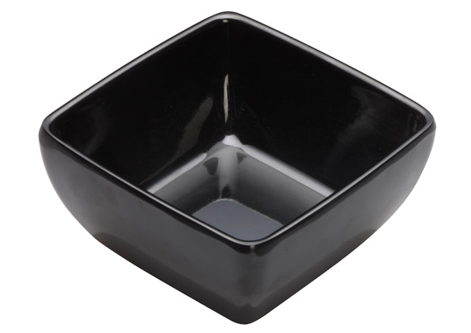 Winco WDM009-302, 3-1/2" Linza Melamine Square Mini Bowl, Black, 48pcs/case