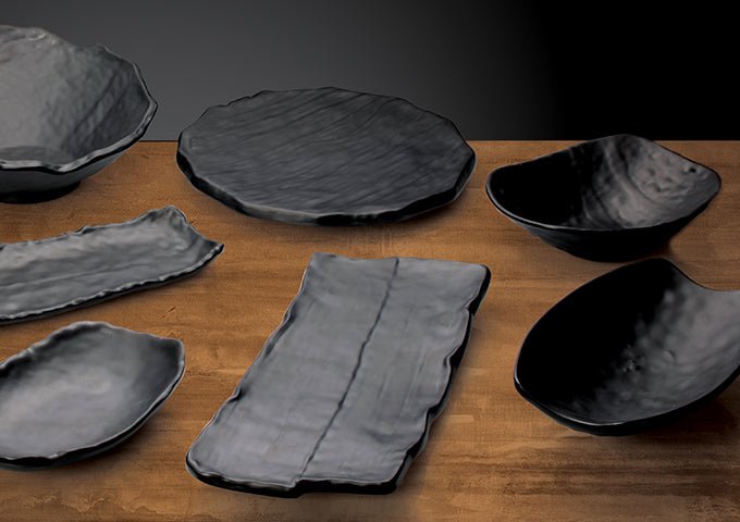 Winco WDM019 - 308, 9"Dia Kaori Melamine Angled Bowl, Black, 12pcs/case