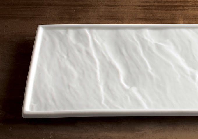 Winco WDP001 - 204, Ardesia Calacatta 16 - 1/2" x7" Porcelain Rectangular Platter, Creamy White, 2 pcs/pk