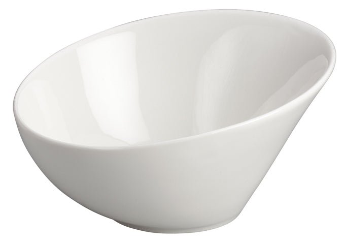 Winco WDP003 - 201, 6 - 1/2"Dia. Porcelain Angled Bowl, Creamy White, 36pcs/case