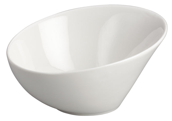 Winco WDP003-201, 6-1/2"Dia. Porcelain Angled Bowl, Creamy White, 36pcs/case