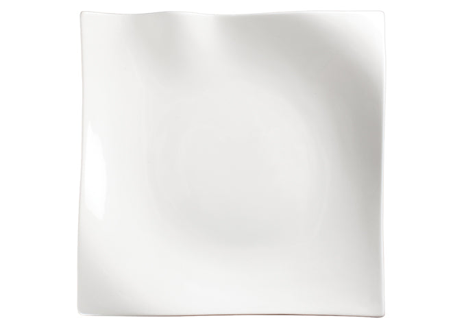 Winco WDP010-101, 9"Sq Falette Porcelain Square Plate, Bright White, 12 pcs/case
