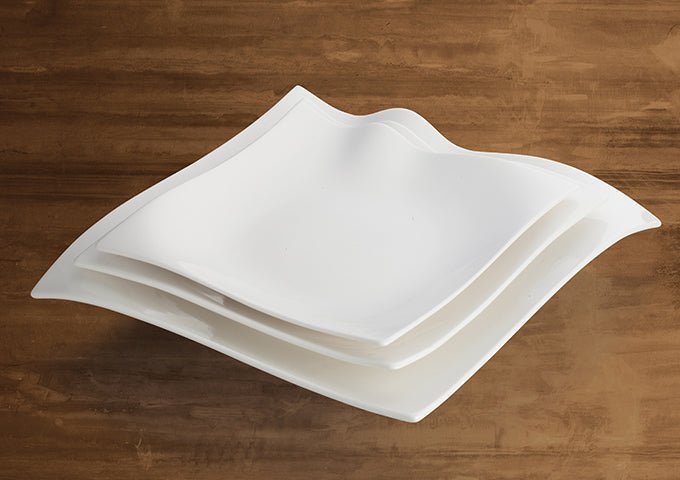 Winco WDP010 - 101, 9"Sq Falette Porcelain Square Plate, Bright White, 12 pcs/case