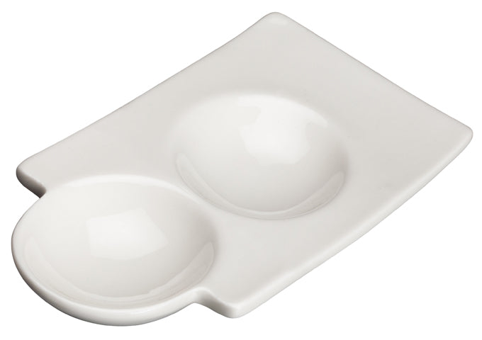 Winco WDP017-106, Loures 6" Porcelain Duo Dish, Bright White, 36 pcs/case