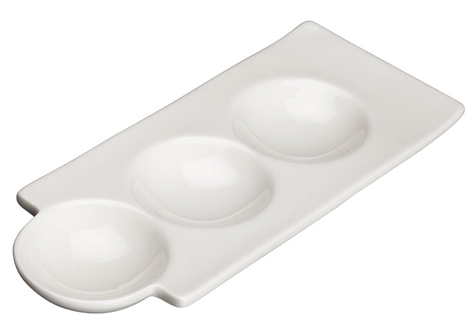 Winco WDP017-107, 9-1/2" Loures Porcelain Duo Dish, Bright White, 36 pcs/case