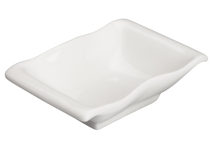 Winco WDP021-107, 5-1/4"L x 3-7/8"W Mescalore Porcelain Dish, Bright White, 36 pcs/case