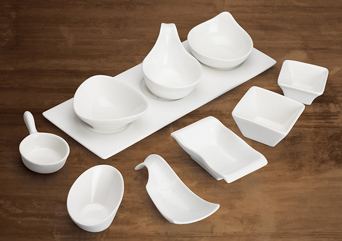 Winco WDP021-106, 4-1/2"L x 2-7/8"W Mescalore Porcelain Dish, Bright White, 36 pcs/case