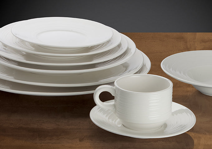 Winco WDP022-105, 6-1/2"Dia. Zendo Porcelain Round Plate, Bright White, 48 pcs/case