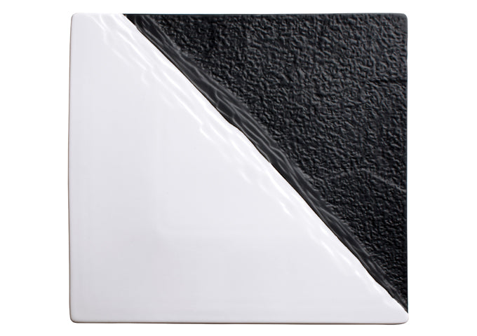 Winco WDP023-205, Ardesia Visca 13"Sq Porcelain Square Platter, Black & White, 2 pcs/pack