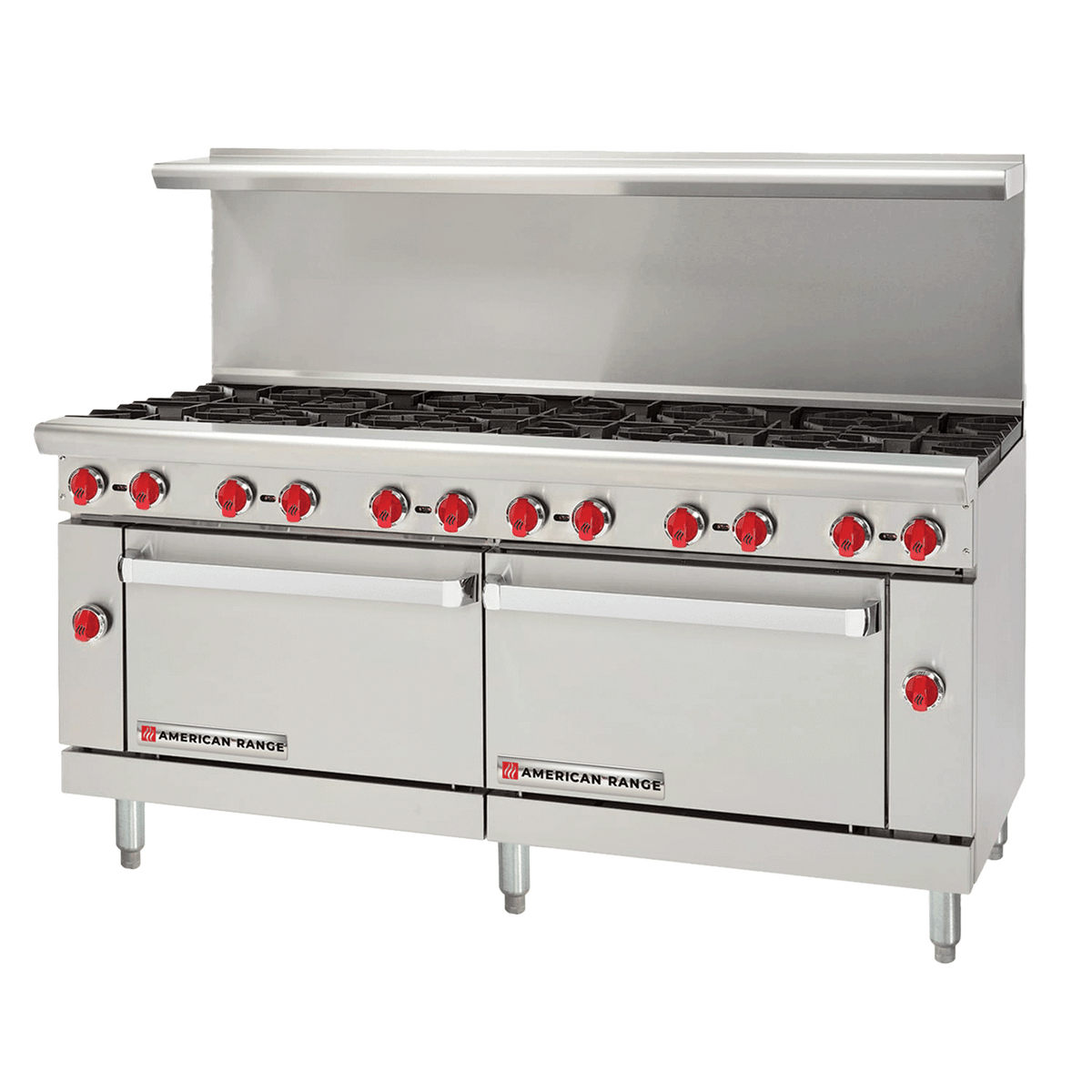 American Range AR-12-CL-SBR 72" Gas Range, 12 Burners, Convection Oven & Storage Base