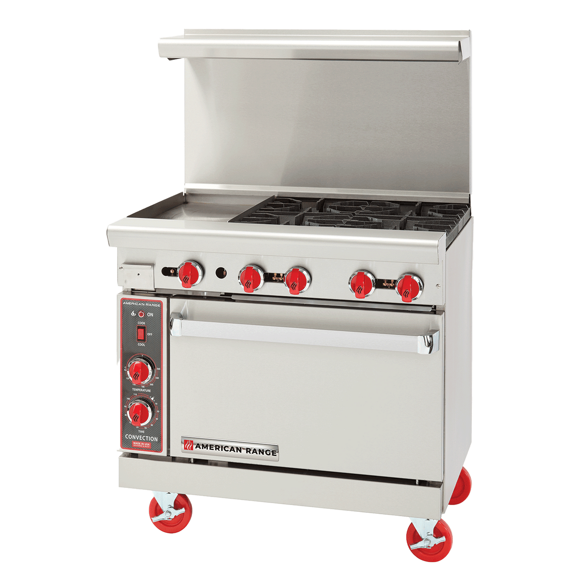 American Range AR-12G-4B-C 36" Gas Range, 4 Burners, 12" Griddle, Convection Oven