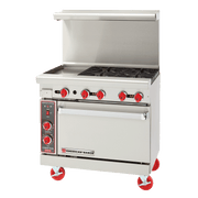 American Range AR-12G-4B-SB 36" Gas Range, 4 Burners, 12" Griddle, Storage Base