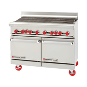 American Range AR-4RB-126L-SBR 48" Gas Range, 48" Radiant Charbroiler, Standard Oven & Storage Base