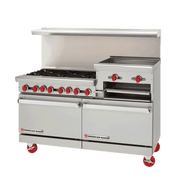 American Range AR-6B-24RG 60" Gas Range, 6 Burners, 24" Raised Griddle/Broiler, (2) Standard Ovens