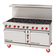American Range ARGF-10 60" Green Flame Gas Range, 10 Burners, Standard Oven & Space Saver Oven