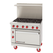 American Range ARGF-24G-2B 36" Green Flame Gas Range, 2 Burners, 24" Griddle, Standard Oven