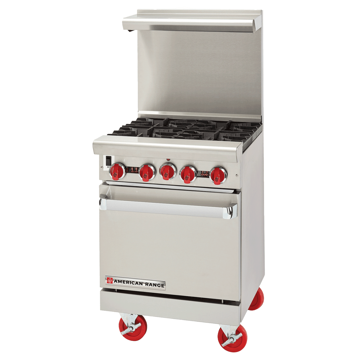 American Range ARGF-4 24" Green Flame Gas Range, 4 Burners, Space Saver Oven